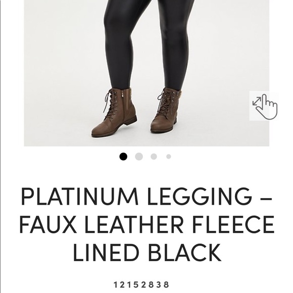 Torrid Platinum Legging Faux Leather Fleece Lined Black 3 - Picture 3 of 6